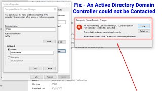 Fix An Active Directory Domain Controller Could Not be Contacted  cannot connect to domain [upl. by Efar57]