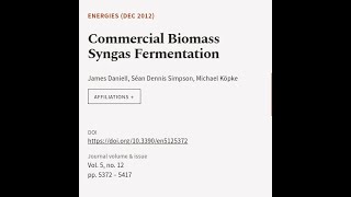 Commercial Biomass Syngas Fermentation  RTCLTV [upl. by Issiah737]