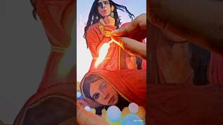 I Burned My Painting 😱⁉️For Video 😩💯  Real Manjulika of Bhool Bhulaiya 3 art kartikaaryan paint [upl. by Ardnikat]