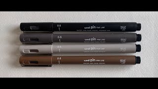 Pigmented pens for writing and drawing 2  Uni Pin pens [upl. by Pallaten]