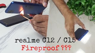 realme C12  C15 Durability Test  Fireproof Panel  SCRATCH WATER BEND DROP Test [upl. by Ainegue]