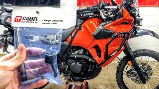 KLR 650 Camel ADV 1Finger Clutch Mod amp Single Track Test [upl. by Olgnaed]