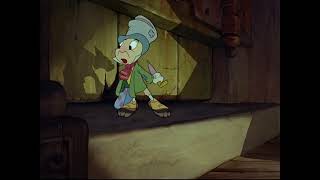 Pinocchio1940  Jiminy Crickett Enters Geppettos Home [upl. by Nylidnarb]