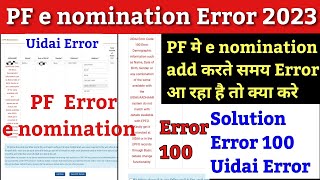 pf e nomination error  UIDAI Error code 100 Error demography  epfo e nomination error 100 tamil [upl. by Adnih281]