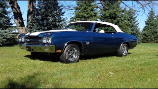 1970 Chevrolet Chevelle SS Blue Convertible amp LS6 454 Engine Sound  My Car Story with Lou Costabile [upl. by Anahsak]