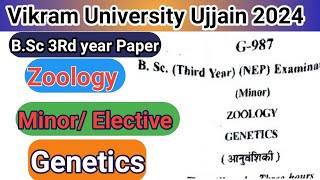 BSc 3Rd year Zoology MinorElective Question paper 2024Vikram University Ujjain Zoology question [upl. by Ayotal]