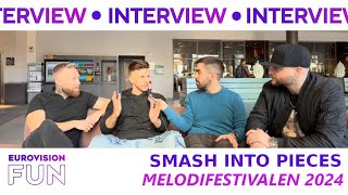 Interview with Smash Into Pieces from Melodifestivalen 2024  Eurovisionfun [upl. by Ahsemad]