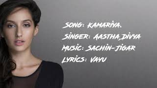 Kamaria Song Lyrics Stree Aashtha Gill Divya Kumar Khosla [upl. by Godderd]