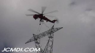 V04875 Sikorsky S64 Skycrane 500Kv Tower construction [upl. by Mlawsky]