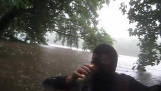 Amazing Flood Footage  Man Enjoys A 16oz Can of Malt Liquor During Storm [upl. by Coppock]