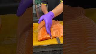 Satisfying Skill How to Perfectly Remove Salmon Skin for Sushi salmon sushi Sashimi [upl. by Eetsud]