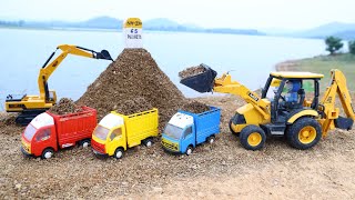 Jcb 3dx Loading Sand Tata Pickup  Tata Ace Accident Pulling Out Swaraj Tractor Jcb  Cartoon CS Toy [upl. by Amlev]