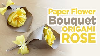 How to Make Paper Flower Bouquet  Origami Rose  Paper Rose Bouquet [upl. by Nednyl]