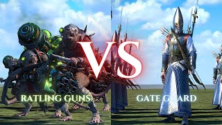 WARHAMMER III Total War  Ratling Guns VS Gate Guard [upl. by Nelie]