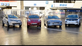 Voitures électriques 24  AUTONOMIE  Renault Zoé vs BMW i3 vs Nissan Leaf vs Hyundai Ioniq [upl. by Caruso352]