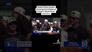 Shohei Ohtani speaks English at Dodgers’ World Series Series ceremony ladodgers [upl. by Adnuahsal426]