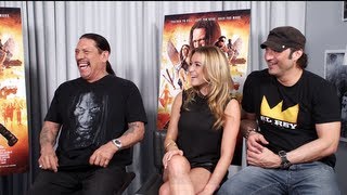 MACHETE KILLS Interview Robert Rodriguez Danny Trejo and Alexa Vega [upl. by Hgielah]