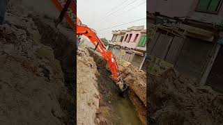 Excavation for drain  culvert break for new drain excavator construction drainage [upl. by Notsyrb]