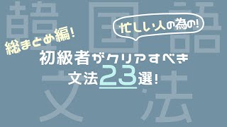 【初心者韓国語】初心者がクリアすべき文法２３選！〜総まとめ編〜 [upl. by Hittel]