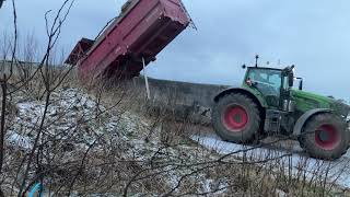 Unloading A Baastrup CTS 18 full of Muck  Fendt 936 winter 2024 [upl. by Thaddus]