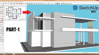 Modern Villa Design with Sketchup 2021 Tutorial 1 [upl. by Esiuole904]