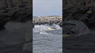 Crazy Greek Boat Enters The Choppy Manasquan Inlet [upl. by Fiertz]