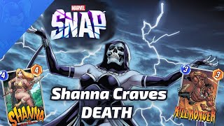 Shanna CRAVES Death in this Destroy Deck  Marvel SNAP Gameplay amp Deck Highlight [upl. by Chainey565]