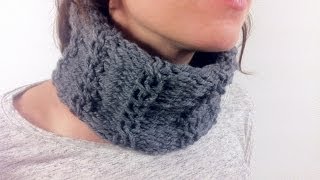 How to Loom Knit a Cabled Cowl DIY Tutorial [upl. by Pebrook]