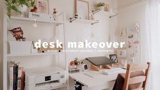 Aesthetic Desk Makeover 🌼  Cozy Minimal amp Pinterest inspired Setup🍒 [upl. by Metah752]