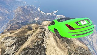 GTA 5 Cliff Drops Crashes With Real Cars Mod 46 [upl. by Urbas]