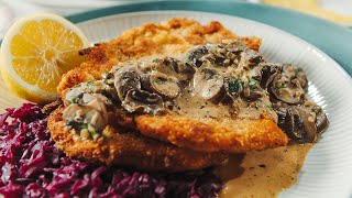 How to Make Authentic German Jägerschnitzel Crisp Pork Cutlets with Mushroom Gravy [upl. by Animaj819]