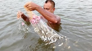 Net Fishing Videos  Amazing Net Fishing Video In Bill  Old Fisherman Catching Fish With Net [upl. by Ahsiemac]