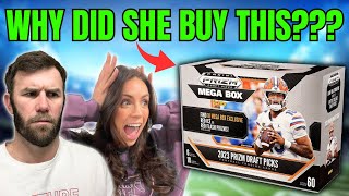 KELSEY BUYS HER FIRST BOX 2023 PANINI PRIZM DRAFT PICKS FOOTBALL MEGA BOX [upl. by Aicinoid]