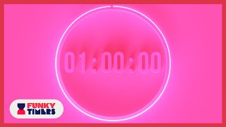 1 Hour Colourful Pink Countdown Timer  NO MUSIC  Minimal [upl. by Ayerdna4]