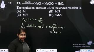 Cl2 NaOHNaClNaClO3H2O The equivalent mass of Cl2 in the above reaction is [upl. by Albric]