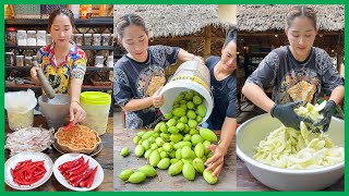 Mommy Chef Sros make Crunchy Mango Spicy Dried Squid with Shrimp Chili Salt  Cooking with Sros [upl. by Melina33]