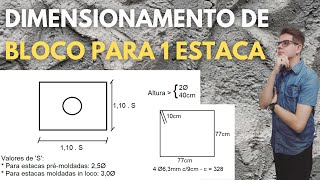 DIMENSIONAMENTO DE BLOCO DE 1 ESTACA [upl. by Noirb155]