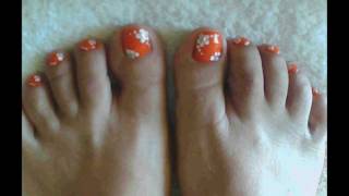 Pretty coral toe nail art design [upl. by Aicarg131]