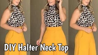 DIY halter neck top  cutting and stitching very easy method step by step [upl. by Ted]