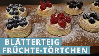 Blätterteig FrüchteTörtchen mit Vanillecreme [upl. by Arrimat]