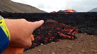 Lava breakout in Iceland Learn about pahoehoe vs aa lava at the Fagradalsfjall volcano in Iceland [upl. by Nedyah]