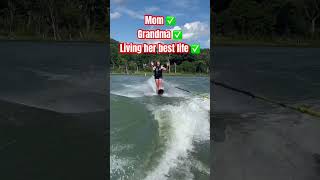 My mom waterskiing boat boating sunmer mom grandma seniors travel family [upl. by Ahsilem865]