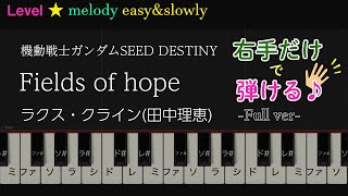 Fields of hope  ラクス・クライン  田中理恵  【Full】機動戦士ガンダムSEED DESTINY 挿入歌 ピアノsynthesia ～歌詞付き・ゆっくり～ [upl. by Pimbley]