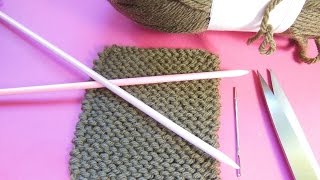 Tricot point mousse mailles endroit et arrêt des mailles  Knitting tutorial  Tejido [upl. by Sion579]