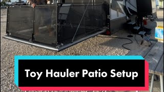 Toy Hauler Patio Setup Demonstration  Dutchmen Voltage Triton 4271 [upl. by Darees]