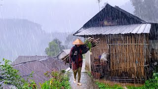 HEAVY RAIN DOESNT STOP AT HILLY VILLAGE LIFE  VILLAGE RAIN SOUNDS FOR SLEEPING [upl. by Freyah]