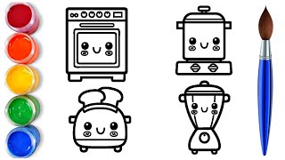 How to draw easy ovencooker toaster mixer  easy drawing step by step for kids [upl. by Bobbe908]