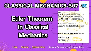 Euler’s Theorem in Classical Mechanics Course Code Mech307 [upl. by Relda]