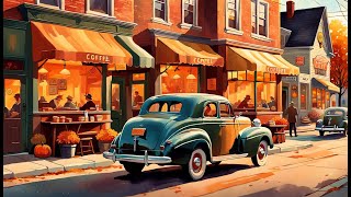 Fall Coffee Shop Ambience  Vintage Oldies Music 1 Hour [upl. by Enneira739]