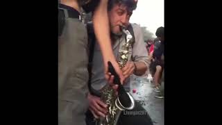 Playing Giornos theme on sax during protests  REUPLOAD [upl. by Adamsen]